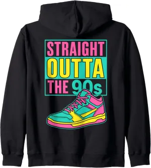 Straight Outta The 90s Retro Fashion Nostalgic Sneaker Art Zip Hoodie