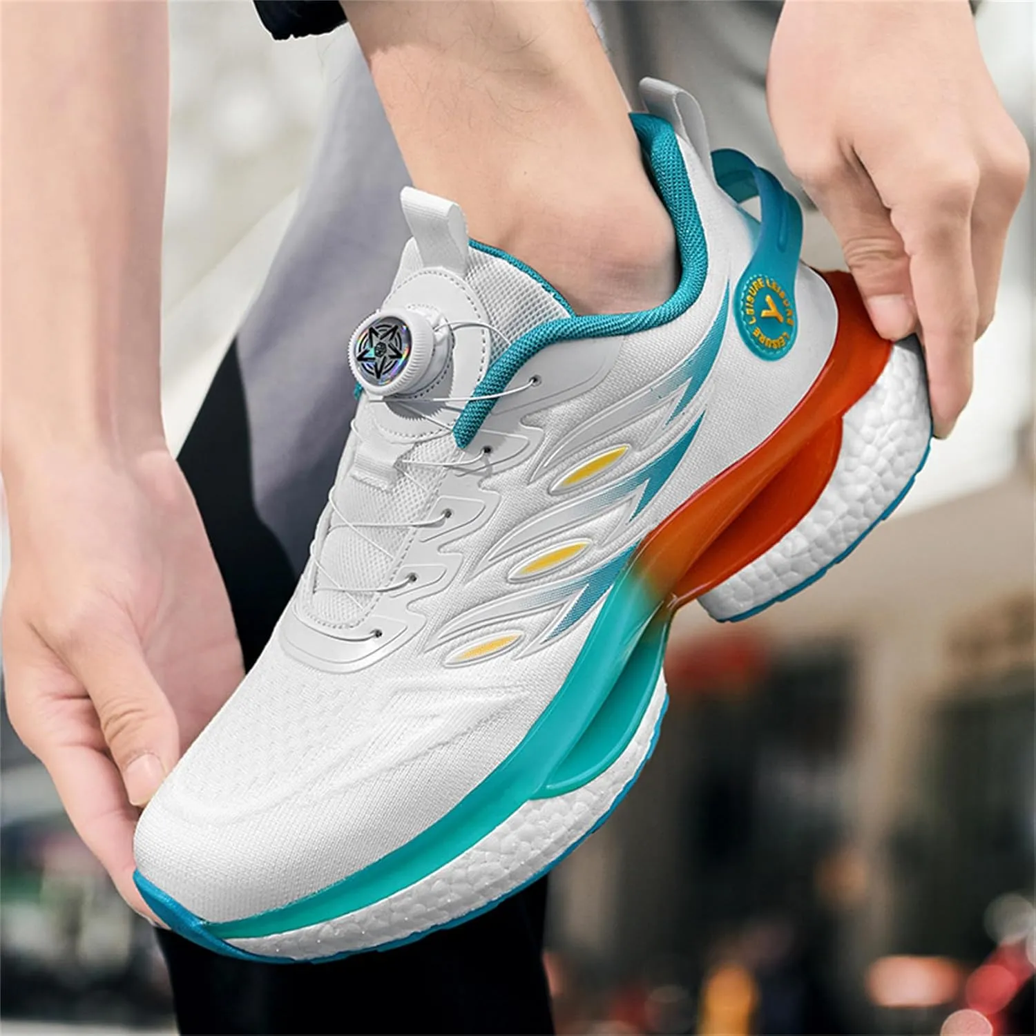 Stylish Black Athletic Shoes with Innovative Twist - Lock and Cushioned Sole