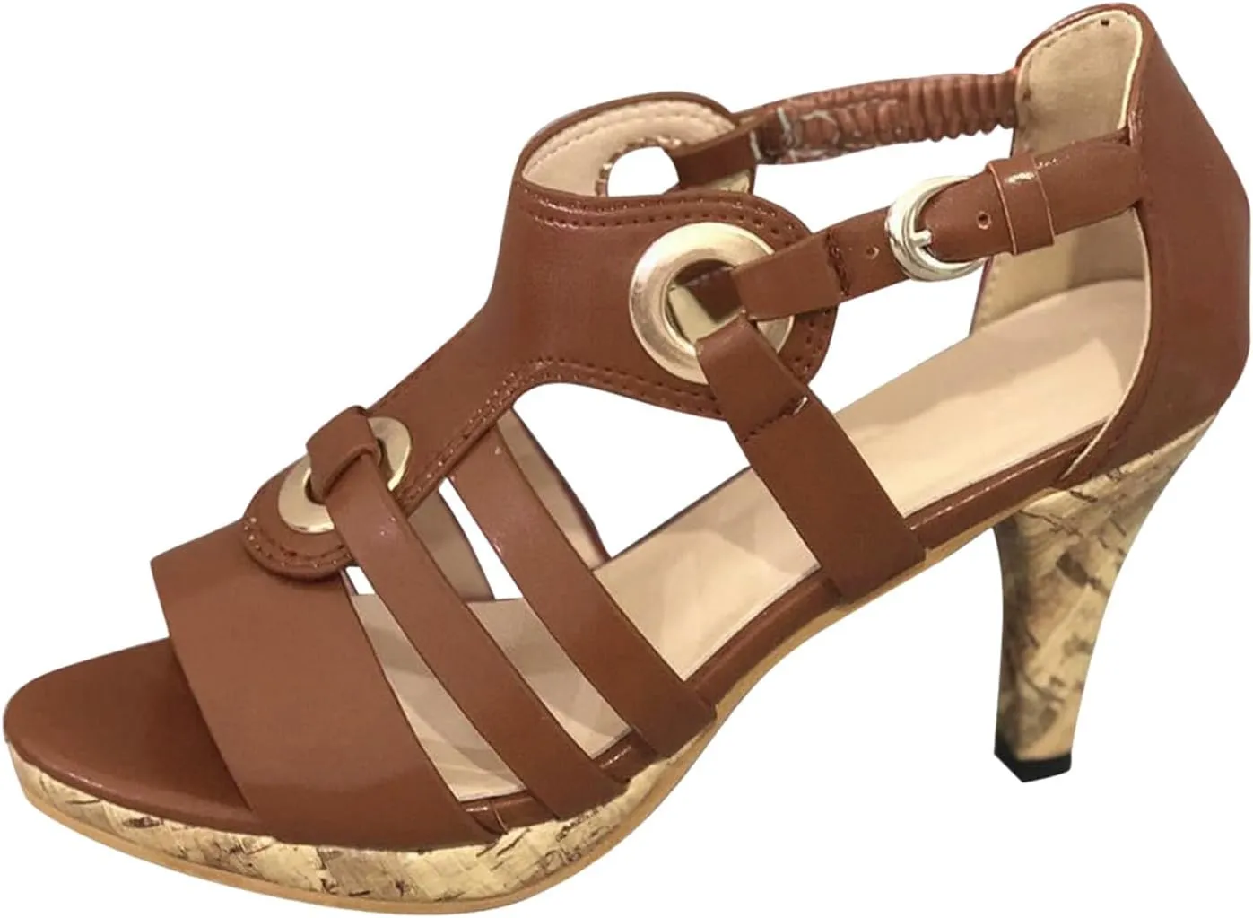 Summer Sandals for Women 2025 Women's Gladiator Sandal Strappy Hollow Out Stiletto Heels Open Toe Ankle Strap Dressy Pumps Heeled Bohemian Party Shoes
