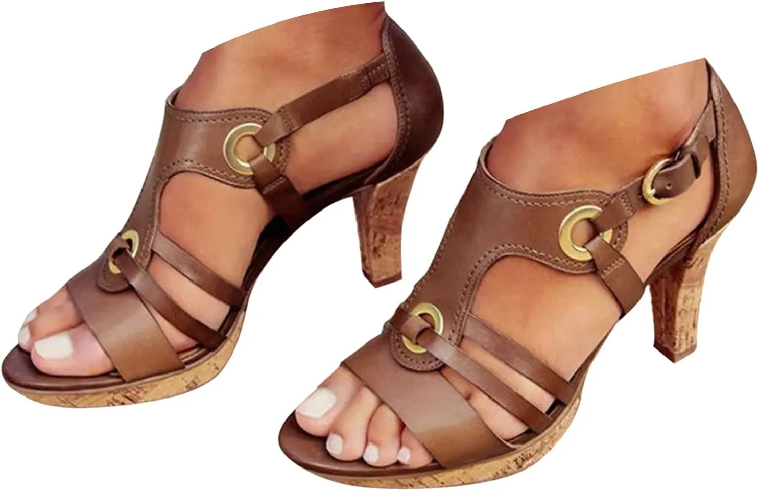 Summer Sandals for Women 2025 Women's Gladiator Sandal Strappy Hollow Out Stiletto Heels Open Toe Ankle Strap Dressy Pumps Heeled Bohemian Party Shoes