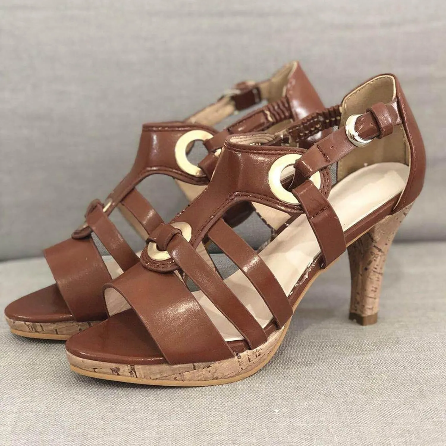 Summer Sandals for Women 2025 Women's Gladiator Sandal Strappy Hollow Out Stiletto Heels Open Toe Ankle Strap Dressy Pumps Heeled Bohemian Party Shoes