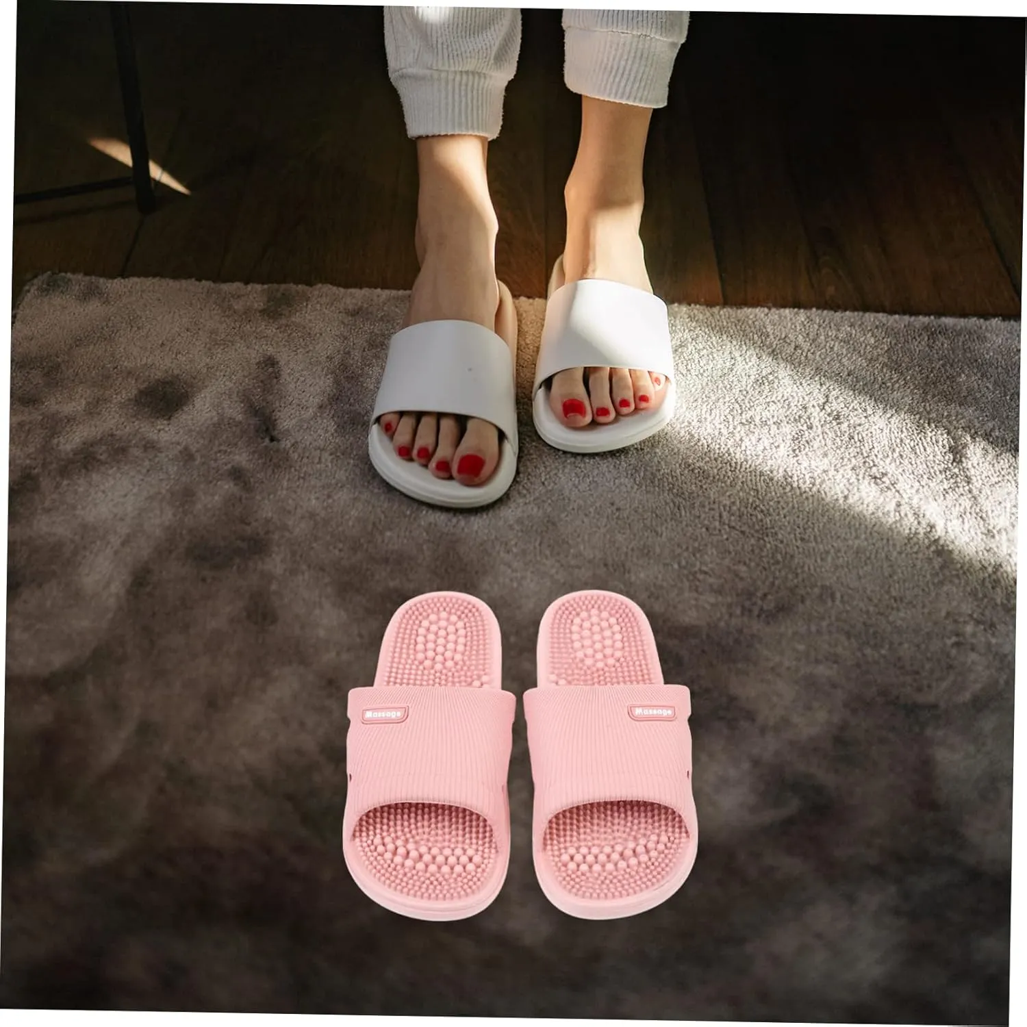 Summer Slippers for Men Non-Slip House Slippers Acupressure Foot Massage Unisex Comfort