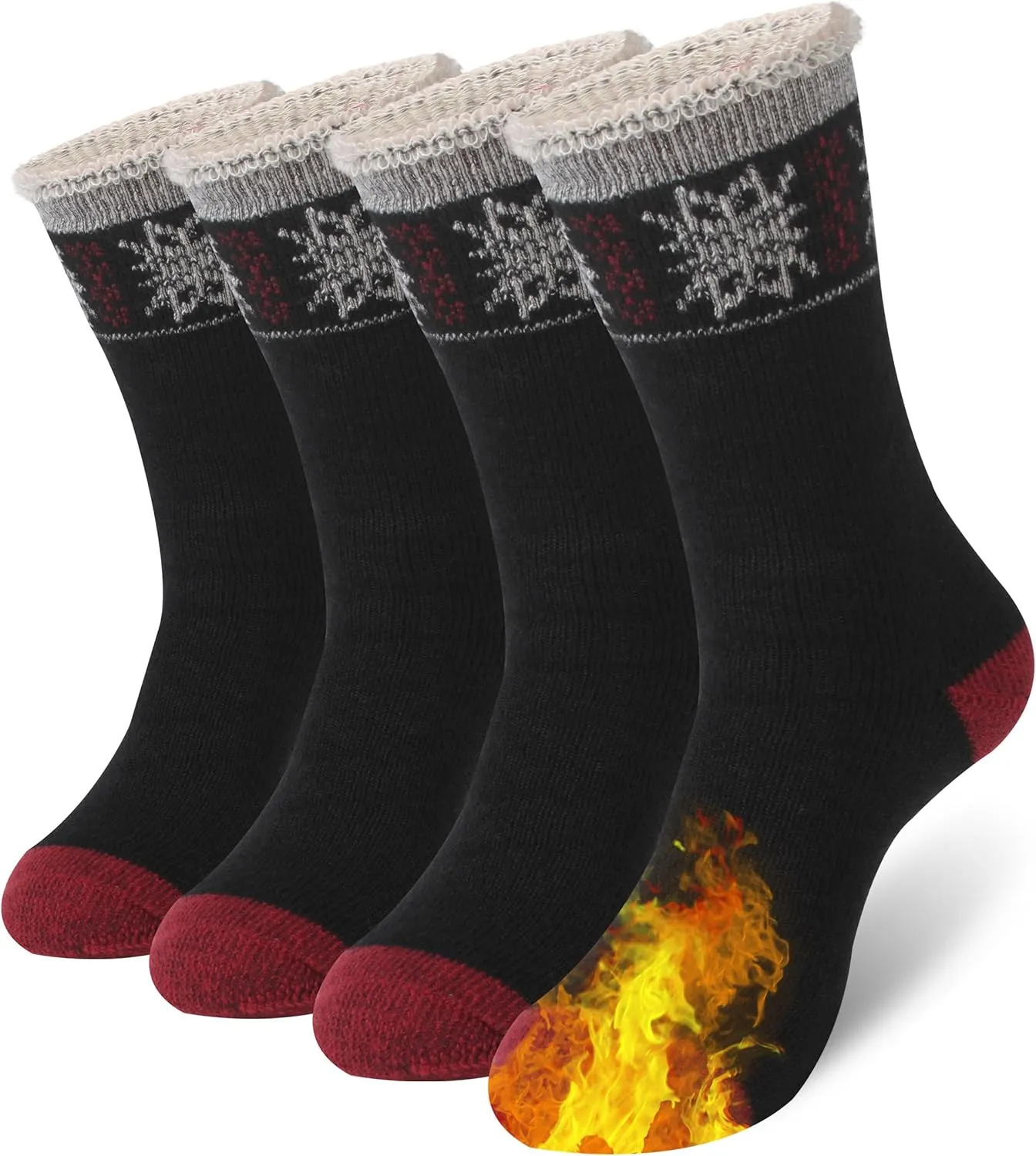 Sunew Warm Thermal Socks 4 Pack, Mens Womens Winter Heated Outdoor Skiing Thermal Socks