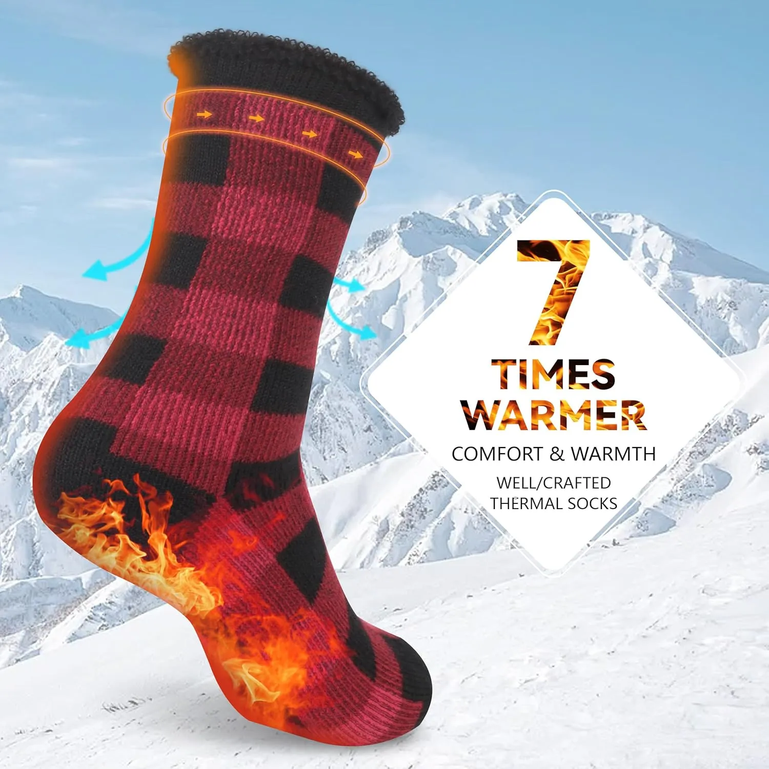 Sunew Warm Thermal Socks 4 Pack, Mens Womens Winter Heated Outdoor Skiing Thermal Socks