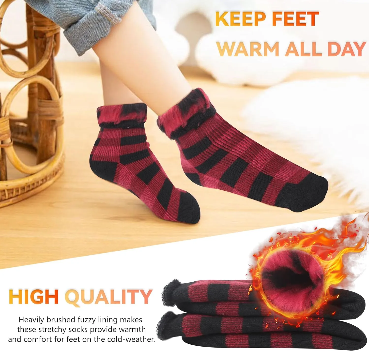 Sunew Warm Thermal Socks 4 Pack, Mens Womens Winter Heated Outdoor Skiing Thermal Socks