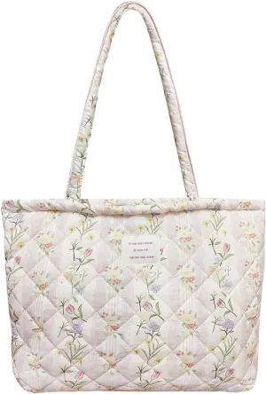 Sunwel Fashion Top Zipper Women Floral Quilted Tote Bag for Work Travel Gym Shopping Beach