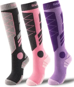 Supertrip 3 Pairs Merino Wool Ski Socks for Womens Mens, Thermal Winter Warm Knee High Socks for Skiing Snowboarding