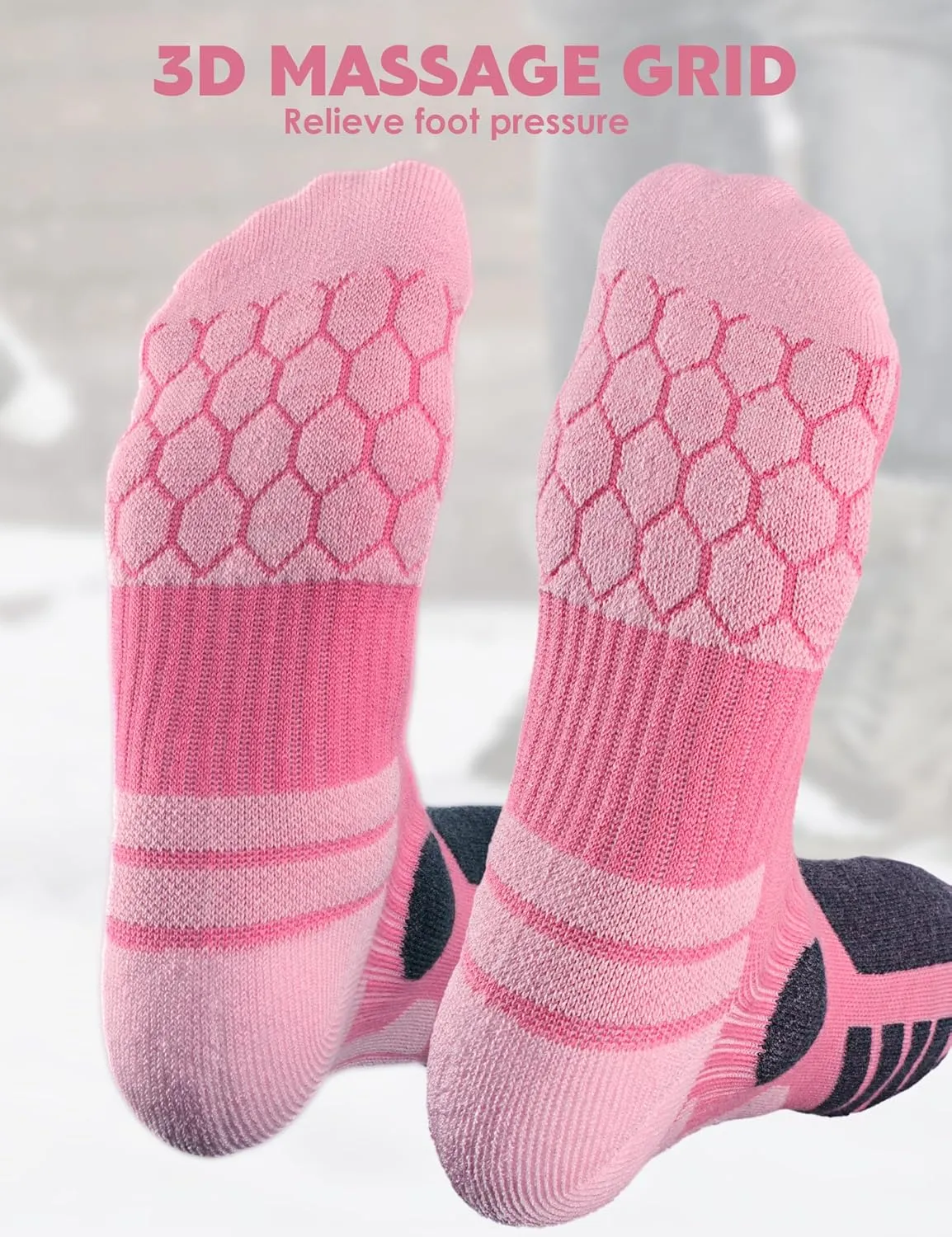 Supertrip 3 Pairs Merino Wool Ski Socks for Womens Mens, Thermal Winter Warm Knee High Socks for Skiing Snowboarding
