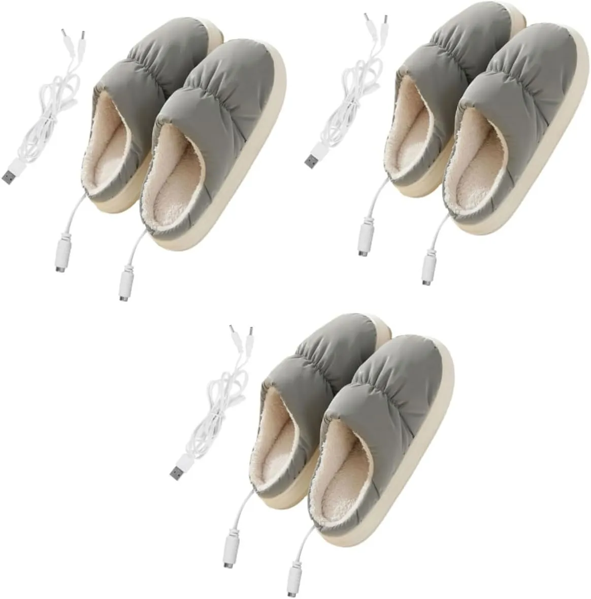 TENDYCOCO 3 Pairs Warm Shoes for Winter Gel Slipper Boots Women Shoe Sock Grippers Insoles Men Shoe Goo Pied Shoe Soles Shoe Inserts Slippers Heated Shoe Booties Kit Para Pvc Grey