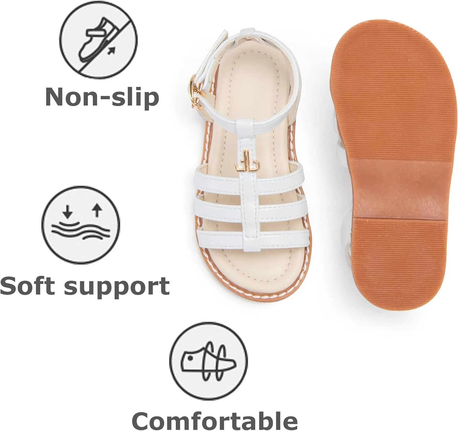 THEE BRON Toddler Girls Breathable Gladiator Sandals - Summer Casual Shoes with Cushioned Sole