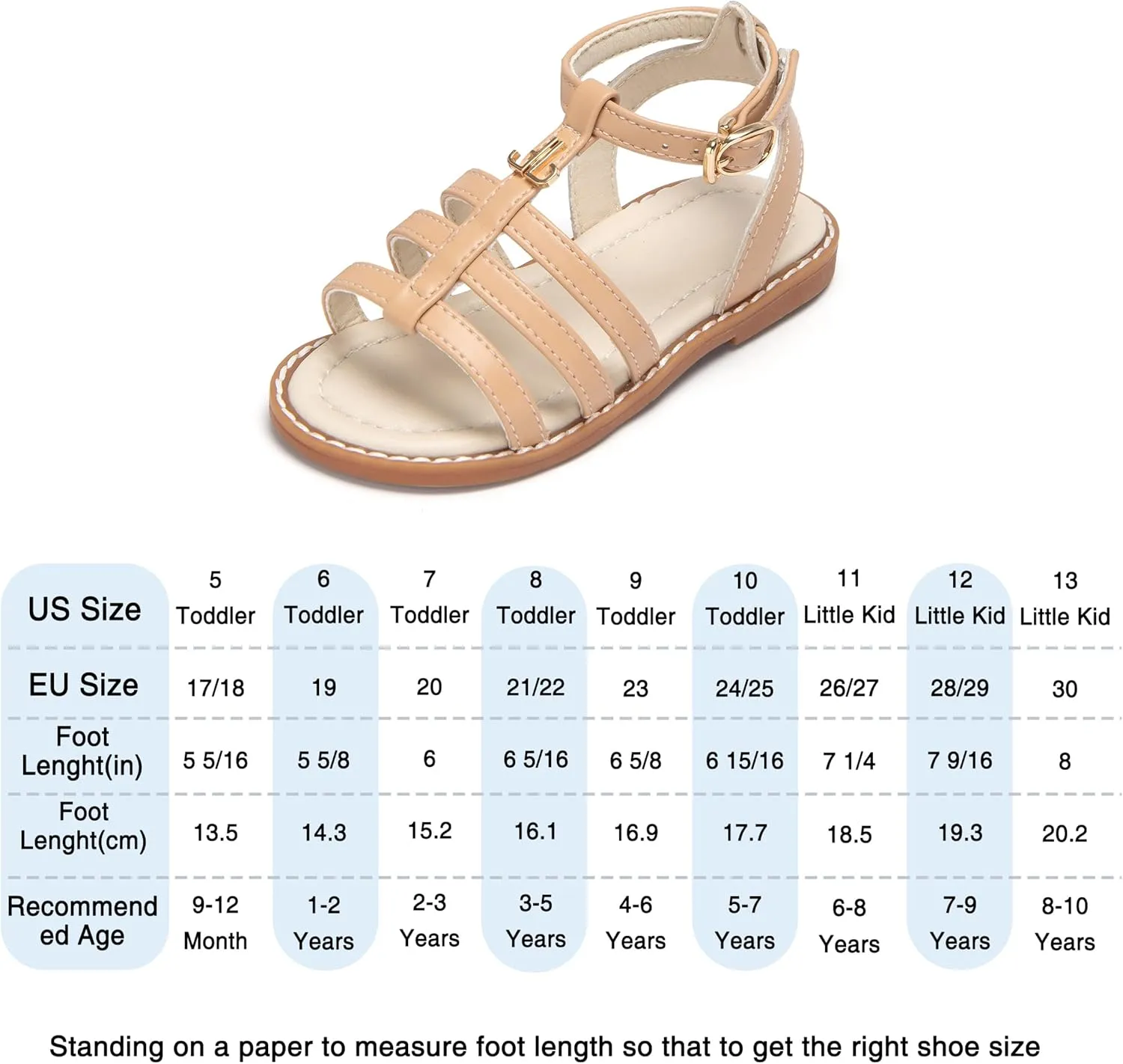 THEE BRON Toddler Girls Breathable Gladiator Sandals - Summer Casual Shoes with Cushioned Sole