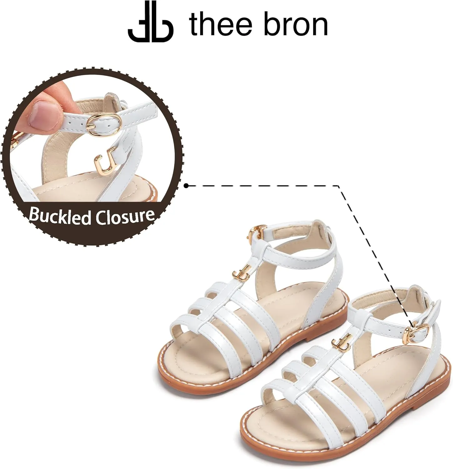 THEE BRON Toddler Girls Breathable Gladiator Sandals - Summer Casual Shoes with Cushioned Sole