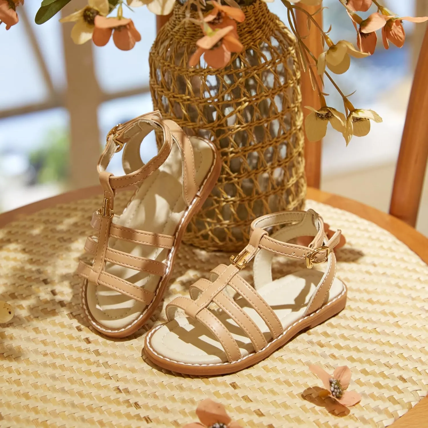 THEE BRON Toddler Girls Breathable Gladiator Sandals - Summer Casual Shoes with Cushioned Sole
