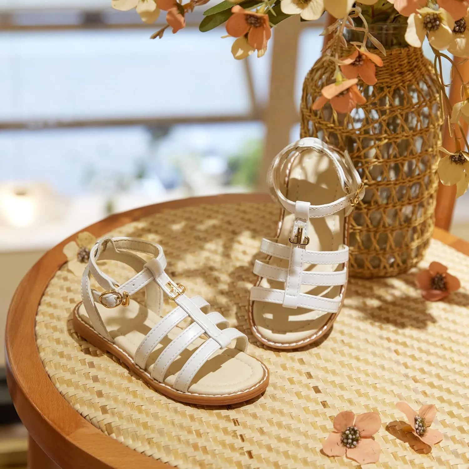 THEE BRON Toddler Girls Breathable Gladiator Sandals - Summer Casual Shoes with Cushioned Sole