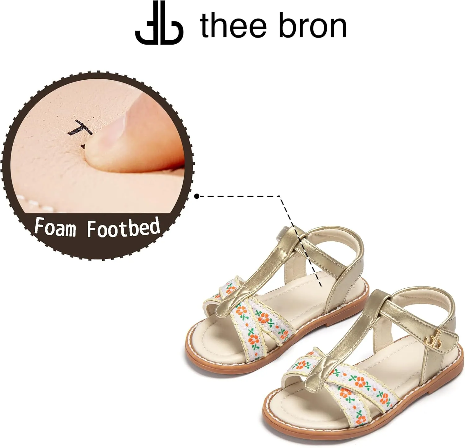 THEE BRON Toddler Girls Gladiator Sandals - Cushioned Comfy Shoes for Princess Summer Play