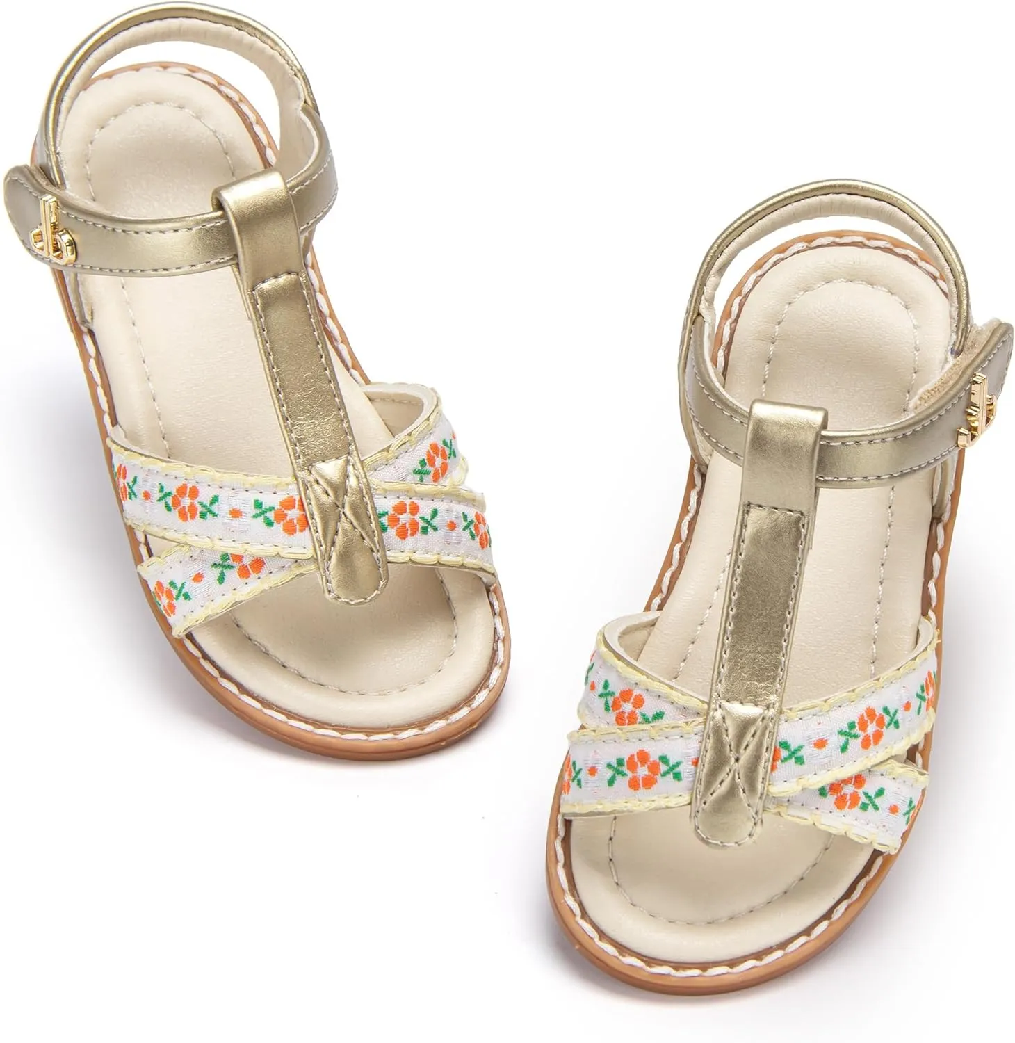 THEE BRON Toddler Girls Gladiator Sandals - Cushioned Comfy Shoes for Princess Summer Play