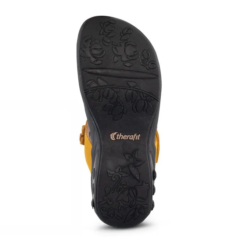 Therafit Yellow Flora Women's Adjustable Leather Sandals H46073F