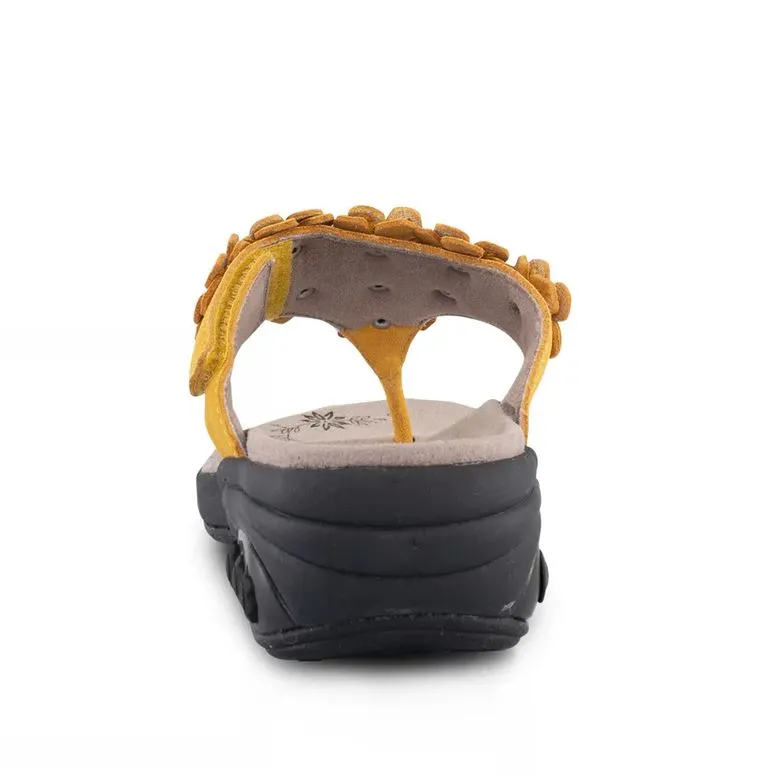Therafit Yellow Flora Women's Adjustable Leather Sandals H46073F