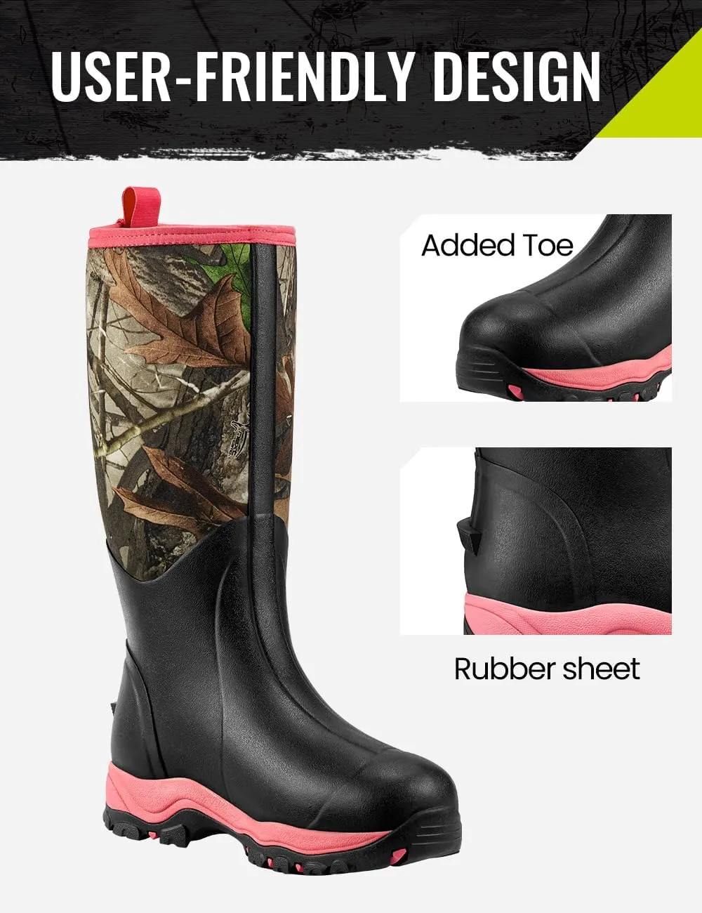 TIDEWE Hunting Boot for Women, Insulated Waterproof Sturdy Women's Hunting Boot, 6mm Neoprene and Rubber Outdoor Boot Next Camo G2