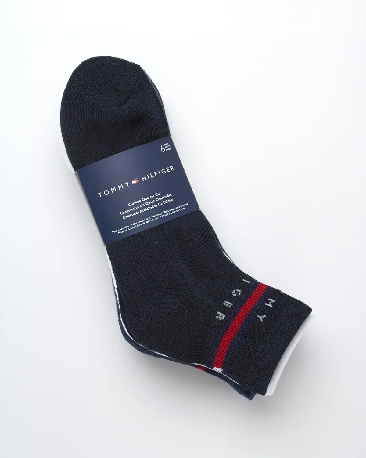 Tommy Hilfiger Men's Quarter Socks - 6 Pack Cushioned Athletic Ankle Socks - Breathable Sports for Men
