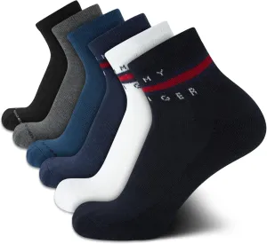 Tommy Hilfiger Men's Quarter Socks - 6 Pack Cushioned Athletic Ankle Socks - Breathable Sports for Men