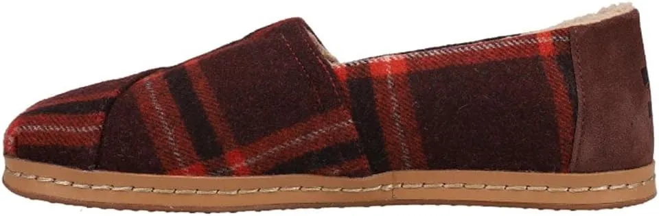 TOMS Womens Alpargata Leather Plaid Slip On Flats Casual - Brown