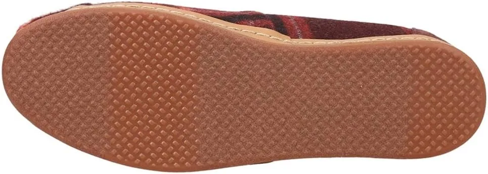 TOMS Womens Alpargata Leather Plaid Slip On Flats Casual - Brown