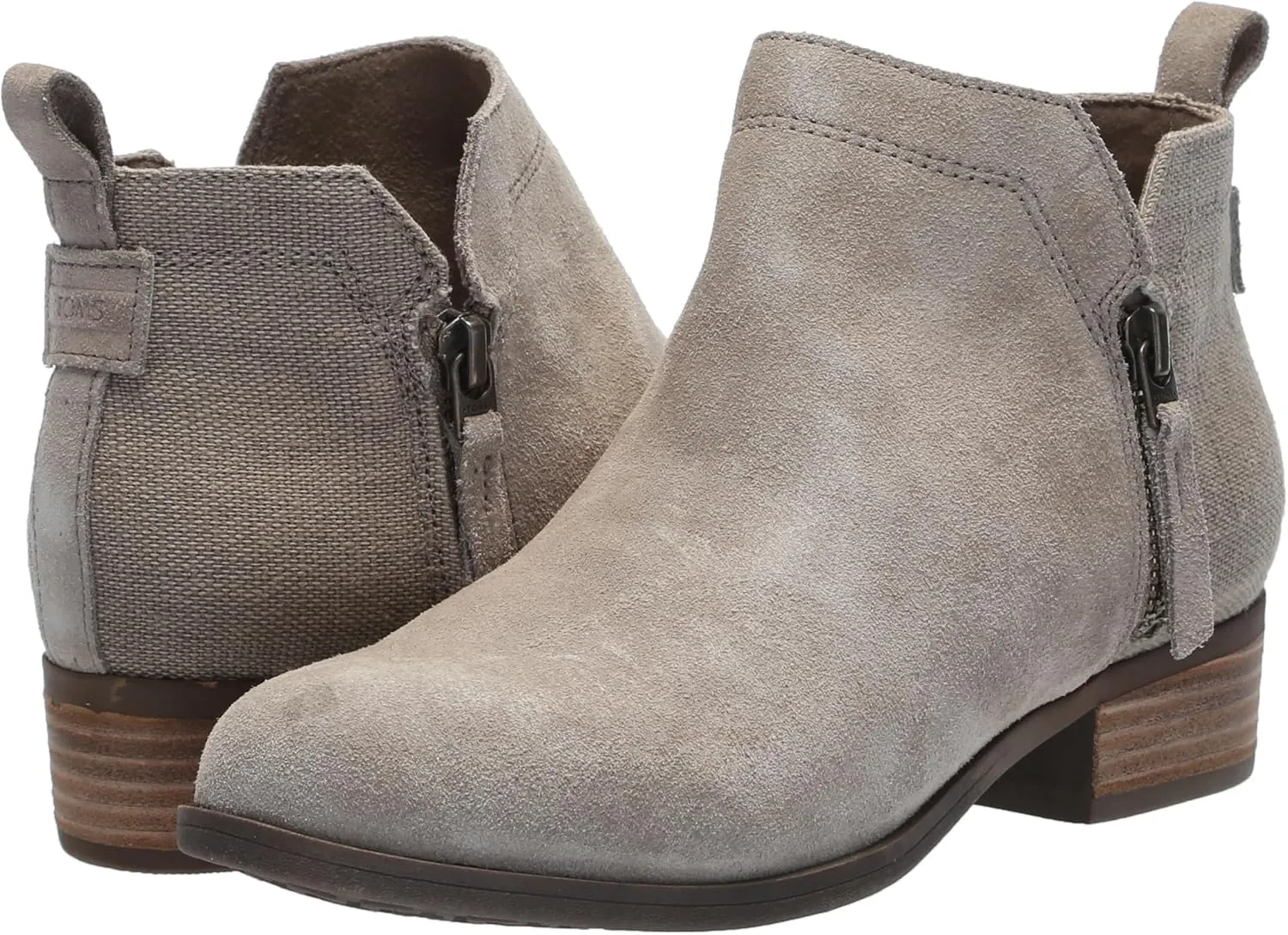 TOMS Women's Dahlia Ankle Boots, Low Heel – Dual Side Zipper Booties for Women