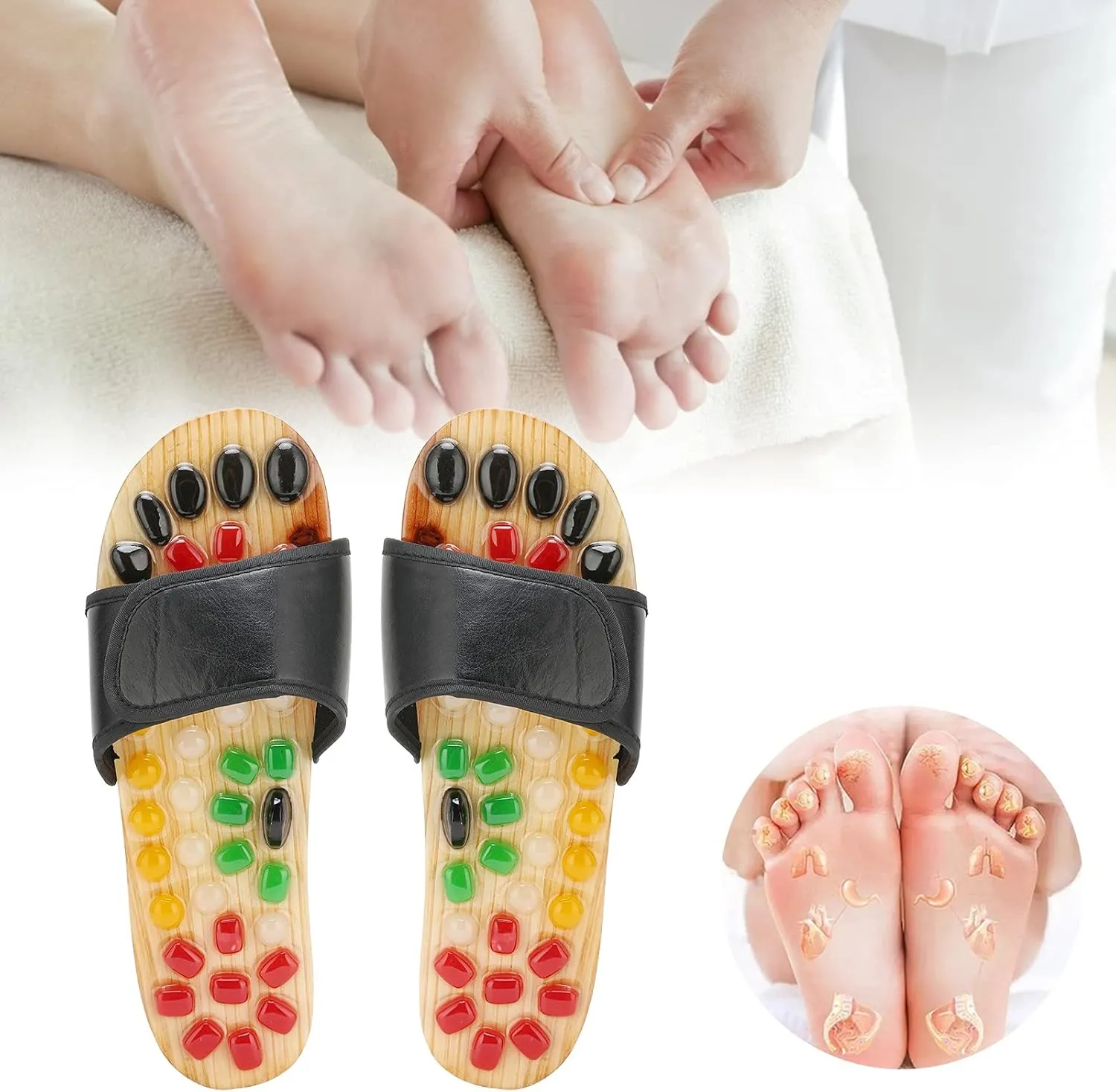 Topyond Acupressure Massage Slippers,Reflexology Acupoint Stimulation Massage Slippers Shoes,Reduce Feet Tension Promote Circulation(39-40)