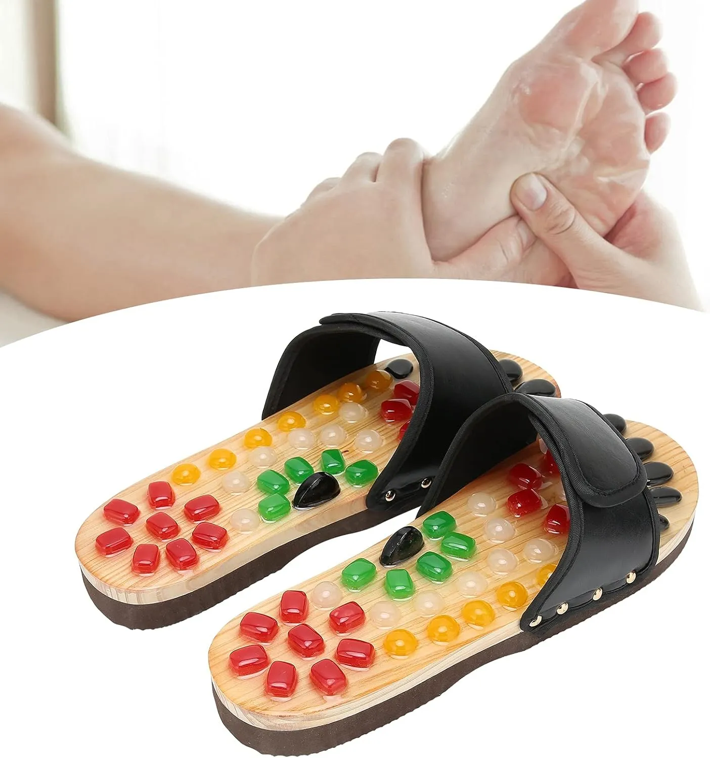 Topyond Acupressure Massage Slippers,Reflexology Acupoint Stimulation Massage Slippers Shoes,Reduce Feet Tension Promote Circulation(39-40)