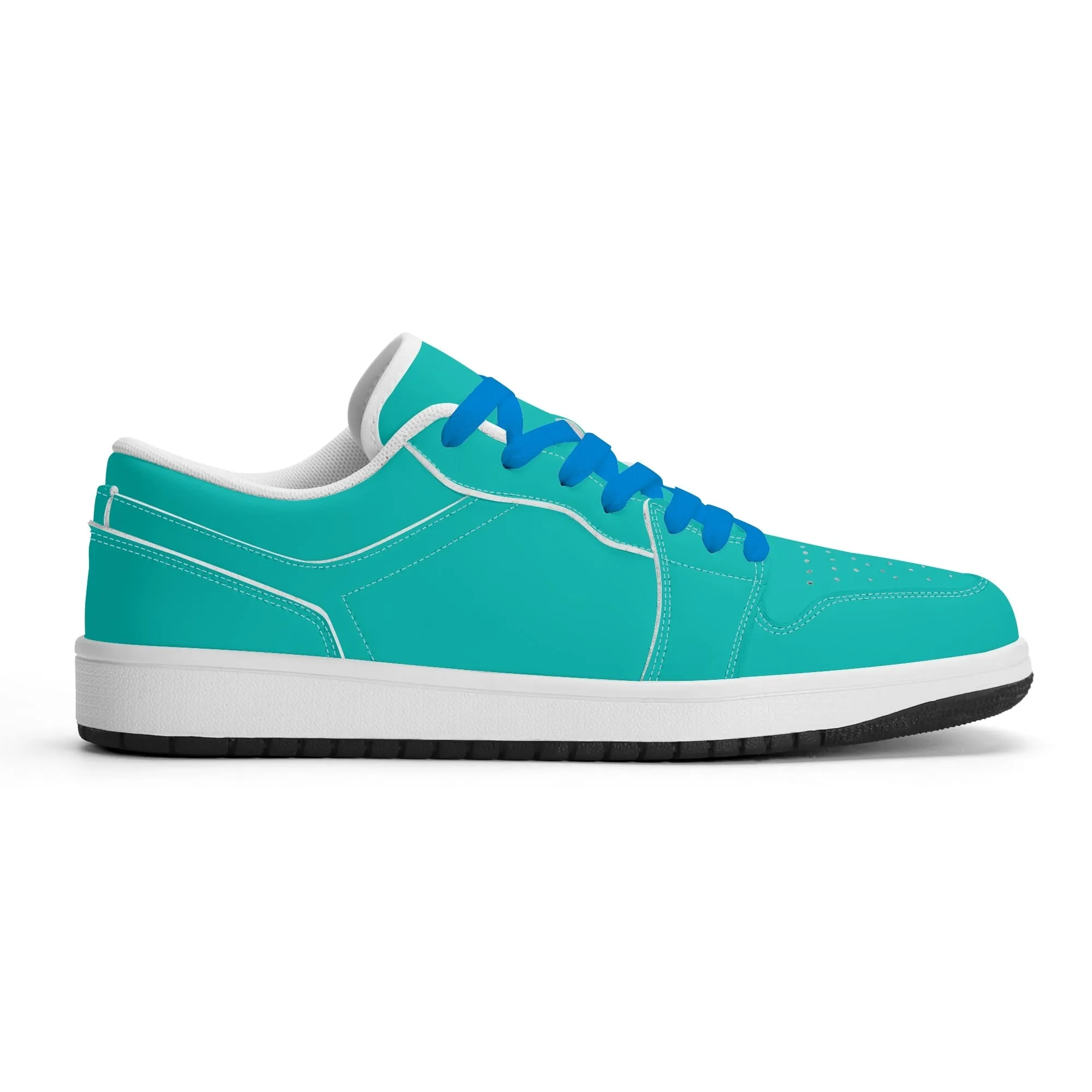 Türkise Low Top Leder Sneaker für Herren