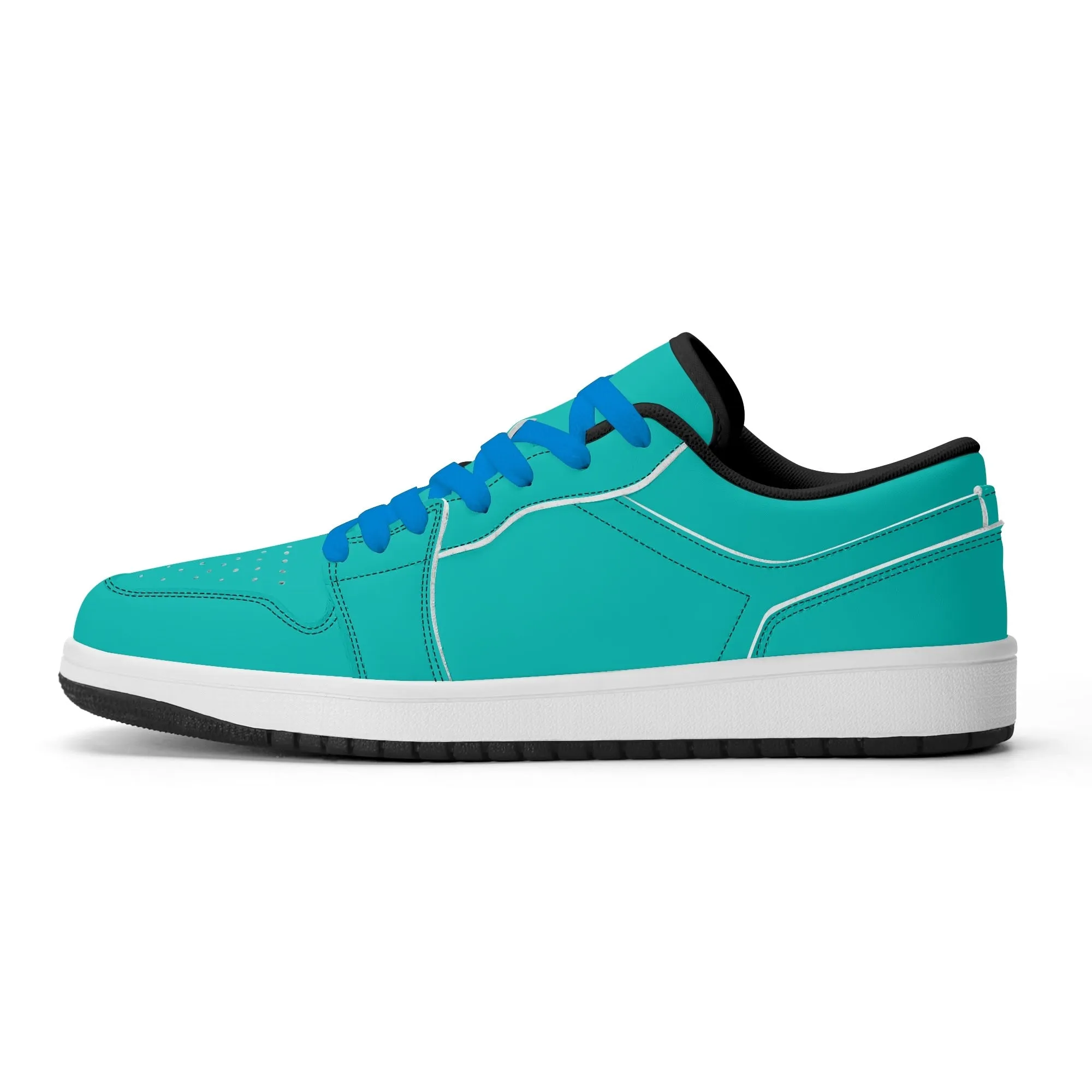 Türkise Low Top Leder Sneaker für Herren
