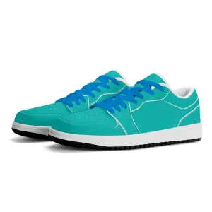 Türkise Low Top Leder Sneaker für Herren