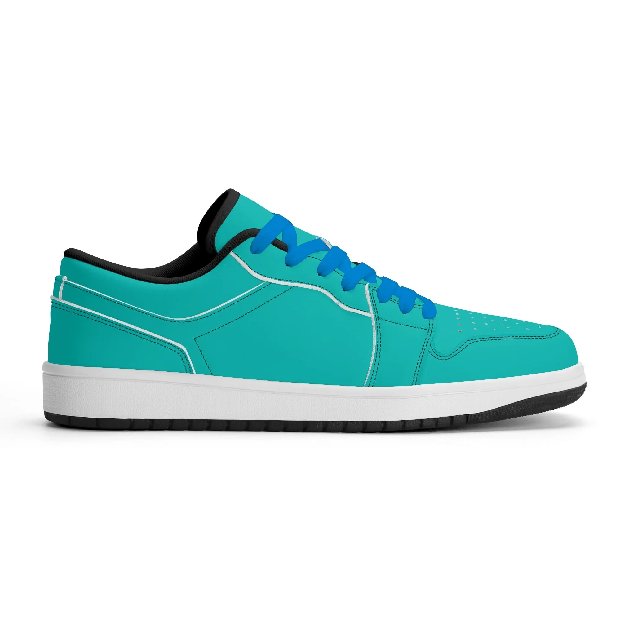 Türkise Low Top Leder Sneaker für Herren