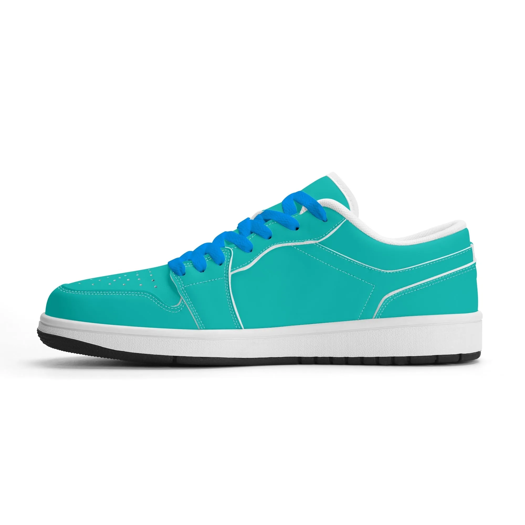Türkise Low Top Leder Sneaker für Herren