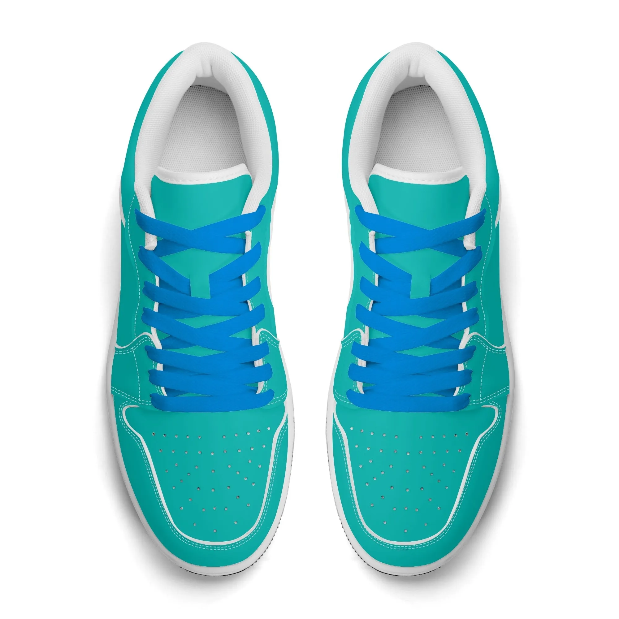 Türkise Low Top Leder Sneaker für Herren