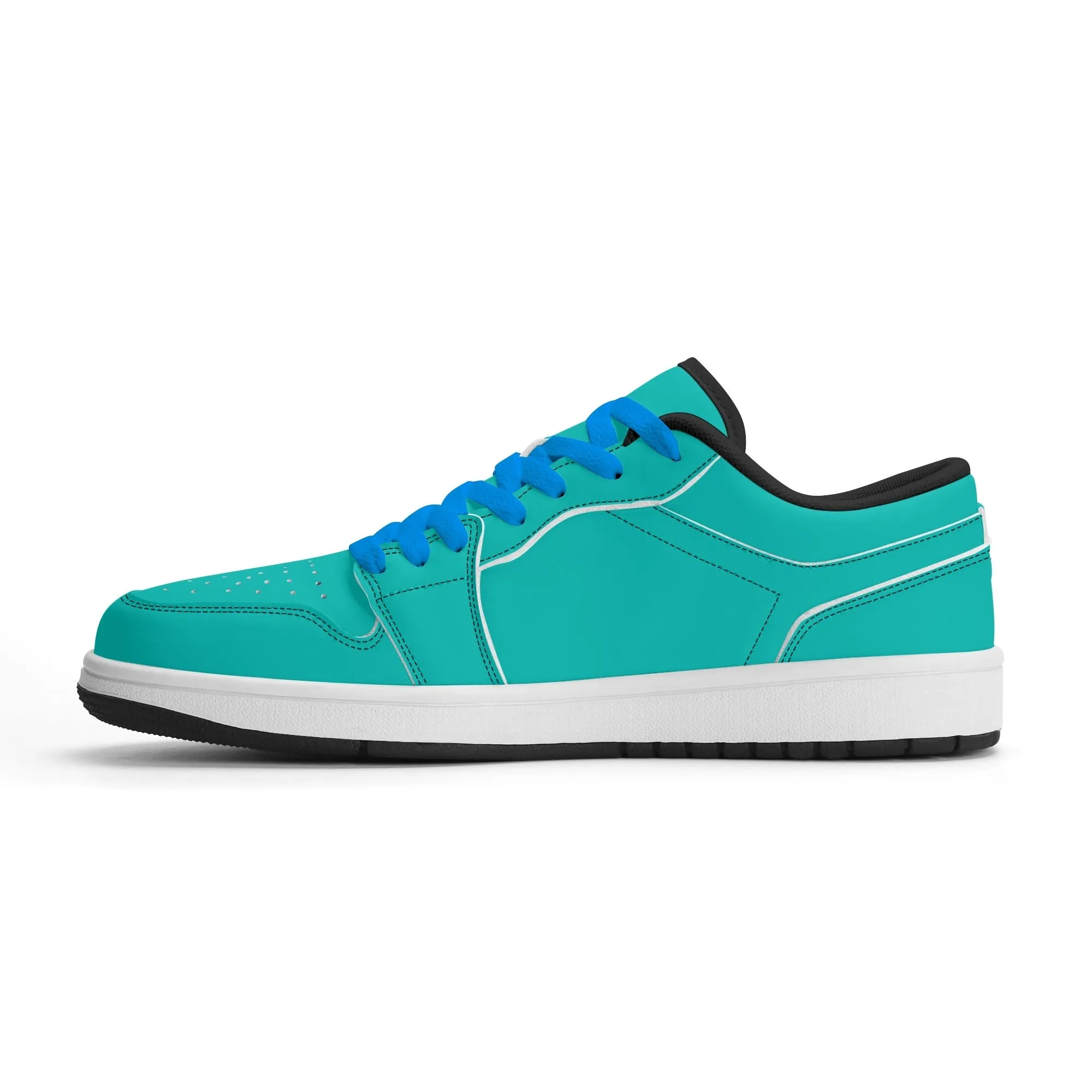 Türkise Low Top Leder Sneaker für Herren