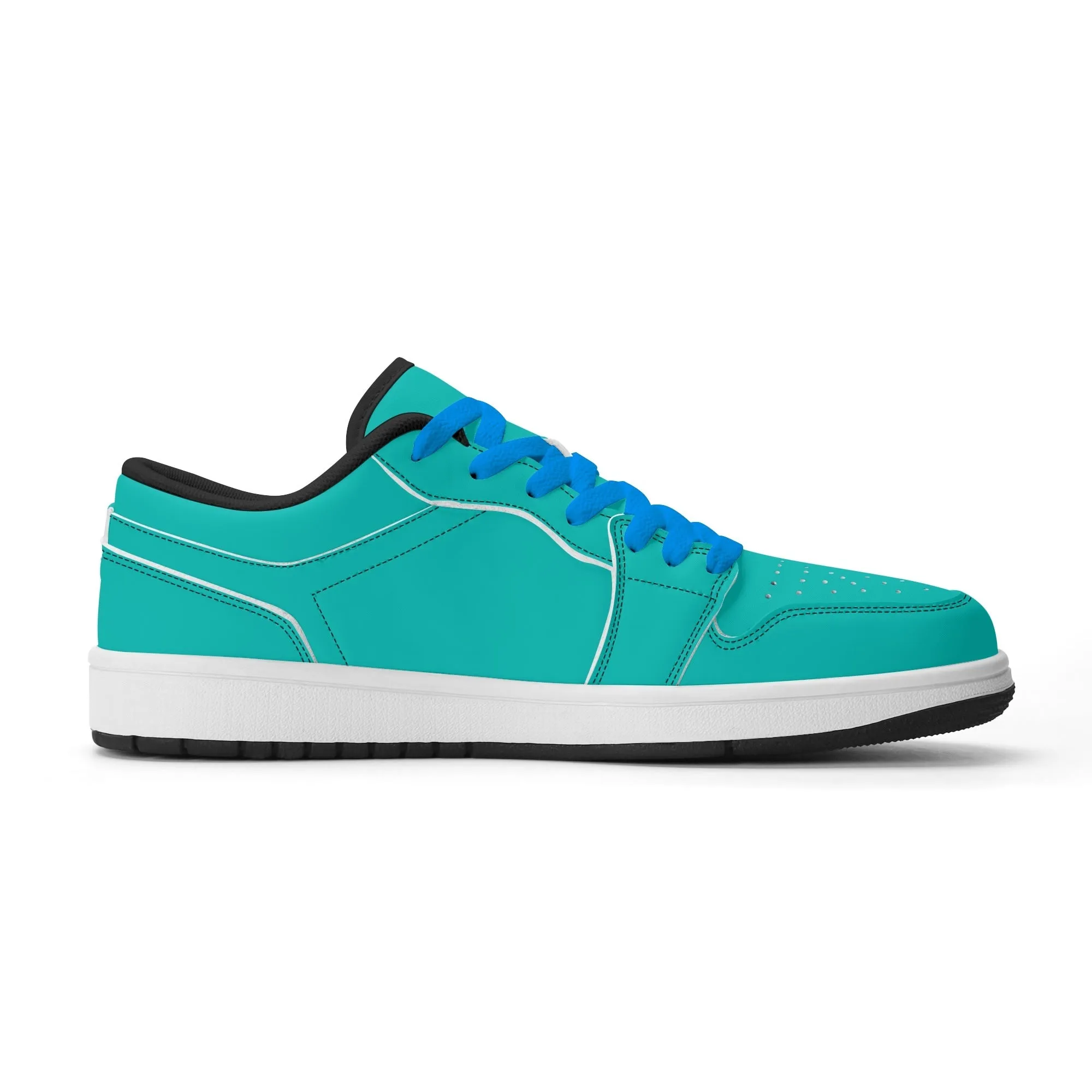 Türkise Low Top Leder Sneaker für Herren