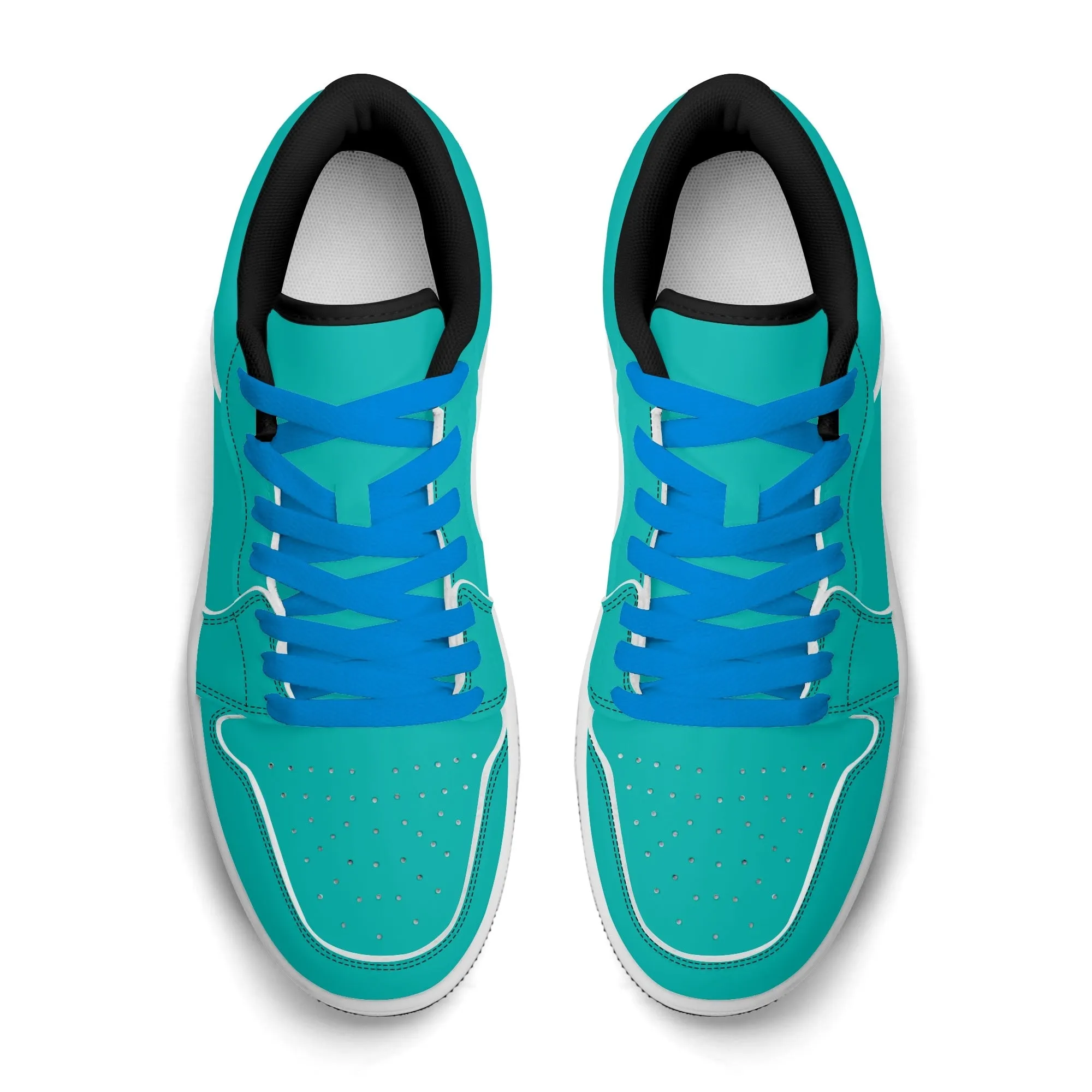 Türkise Low Top Leder Sneaker für Herren