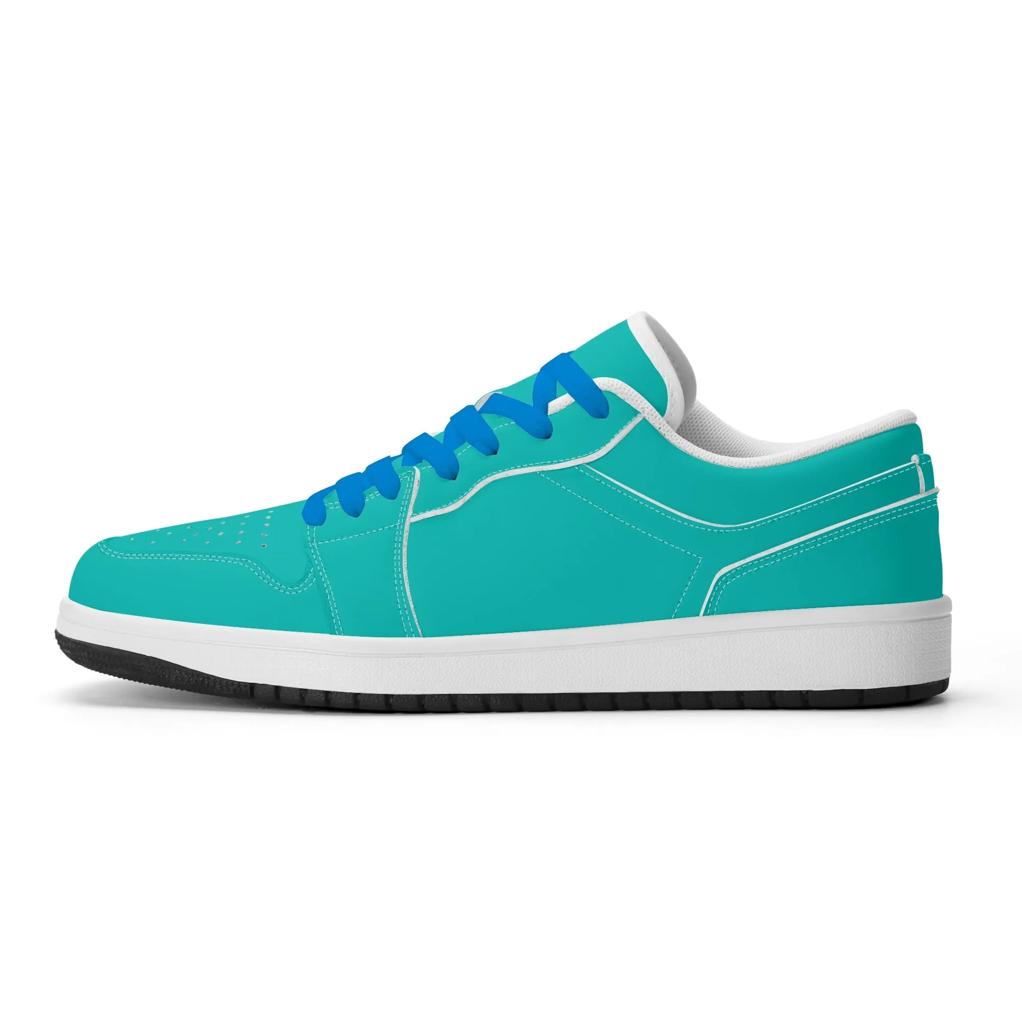Türkise Low Top Leder Sneaker für Herren