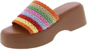 TruFox Women's Platform Sandals Wedge Slides Open Toe Comfort Padded Band Slip On