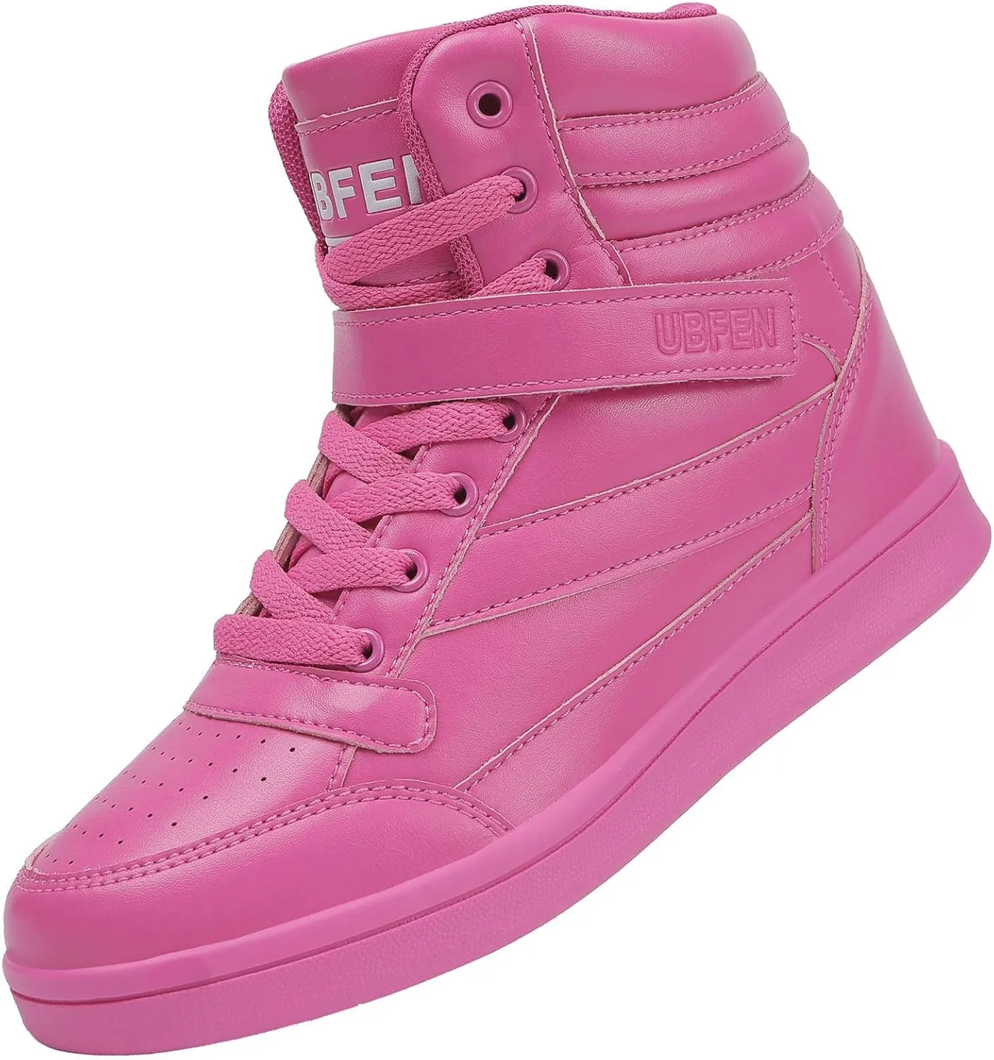 UBFEN Womens High Top Ankle Support Sneakers Vibrant Colour Hidden Wedge Heel Retro 80s Tennis Shoes for Girls Cosplay Removable Insole Backpacking Boots