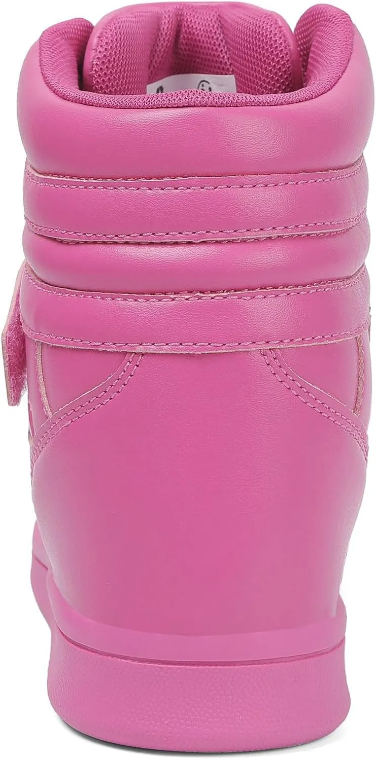 UBFEN Womens High Top Ankle Support Sneakers Vibrant Colour Hidden Wedge Heel Retro 80s Tennis Shoes for Girls Cosplay Removable Insole Backpacking Boots