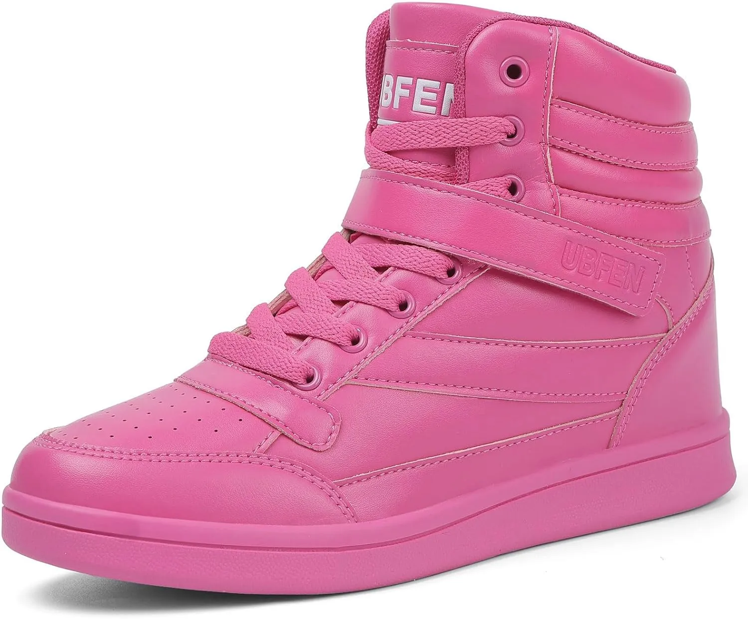 UBFEN Womens High Top Ankle Support Sneakers Vibrant Colour Hidden Wedge Heel Retro 80s Tennis Shoes for Girls Cosplay Removable Insole Backpacking Boots