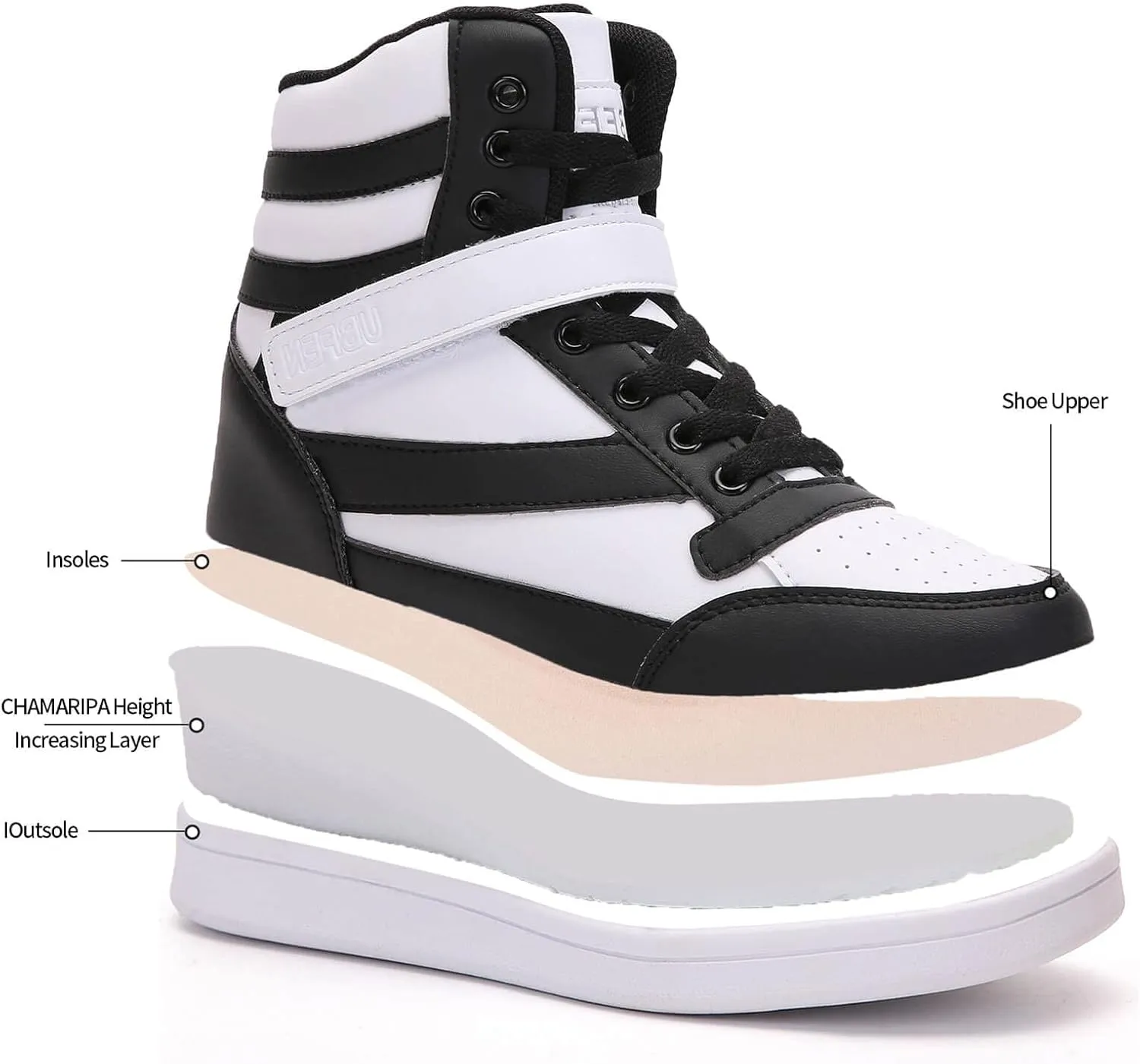 UBFEN Womens High Top Ankle Support Sneakers Vibrant Colour Hidden Wedge Heel Retro 80s Tennis Shoes for Girls Cosplay Removable Insole Backpacking Boots