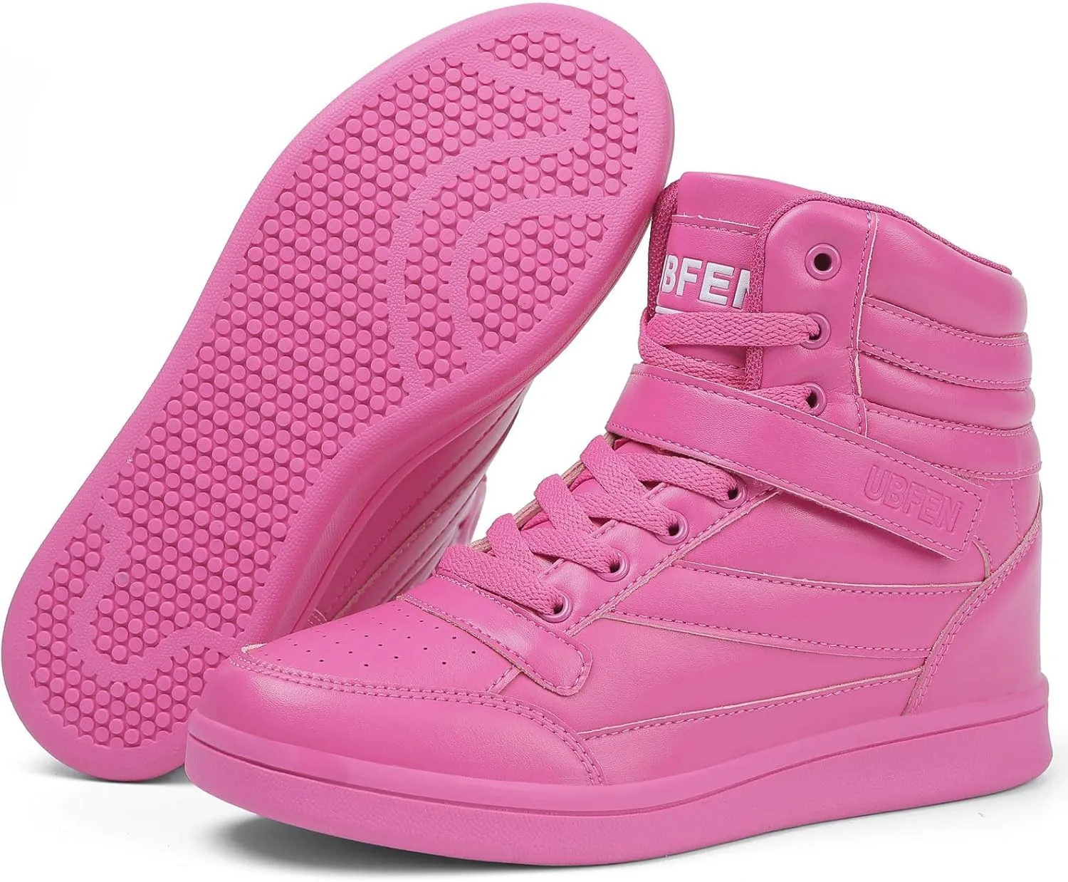 UBFEN Womens High Top Ankle Support Sneakers Vibrant Colour Hidden Wedge Heel Retro 80s Tennis Shoes for Girls Cosplay Removable Insole Backpacking Boots