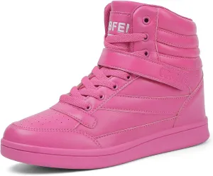 UBFEN Womens High Top Ankle Support Sneakers Vibrant Colour Hidden Wedge Heel Retro 80s Tennis Shoes for Girls Cosplay Removable Insole Backpacking Boots