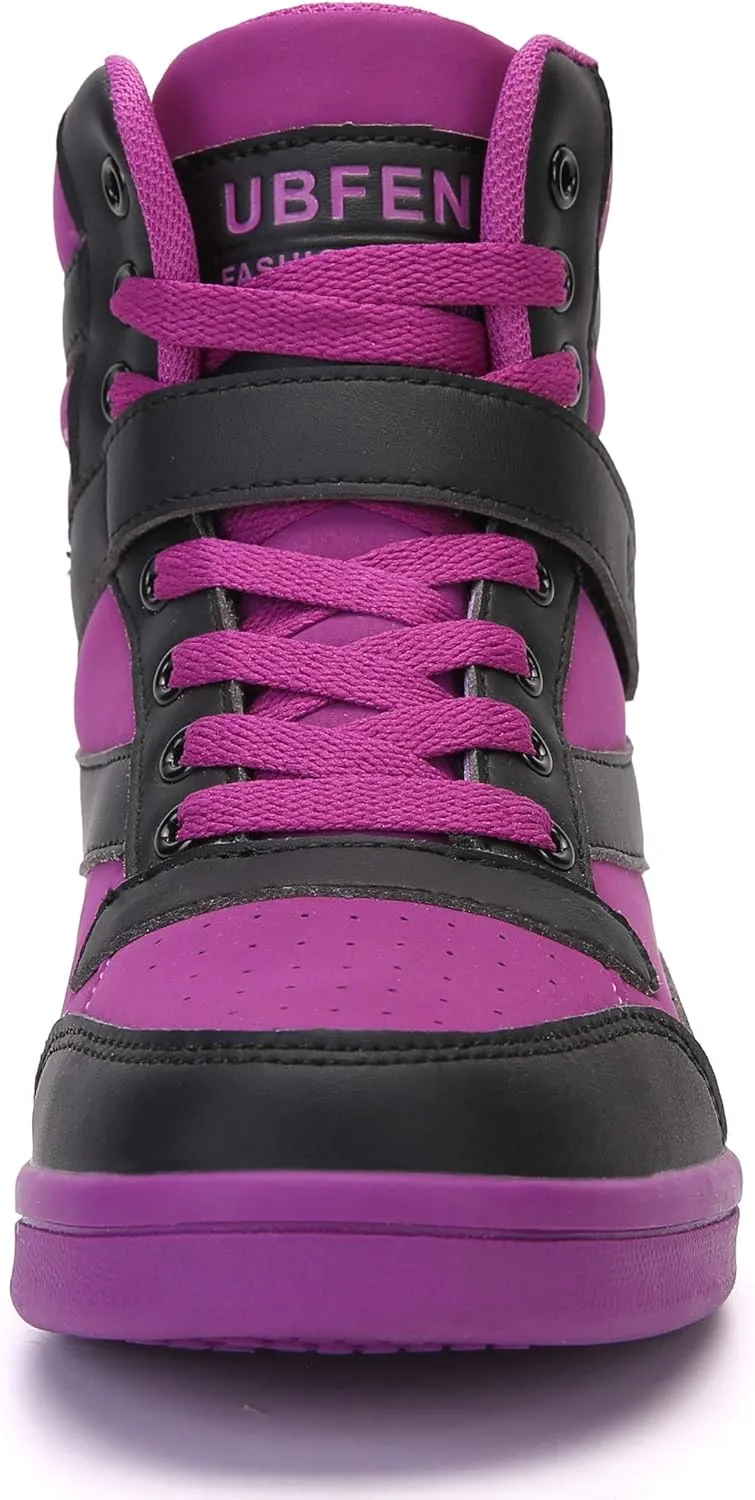 UBFEN Womens High Top Ankle Support Sneakers Vibrant Colour Hidden Wedge Heel Retro 80s Tennis Shoes for Girls Cosplay Removable Insole Backpacking Boots