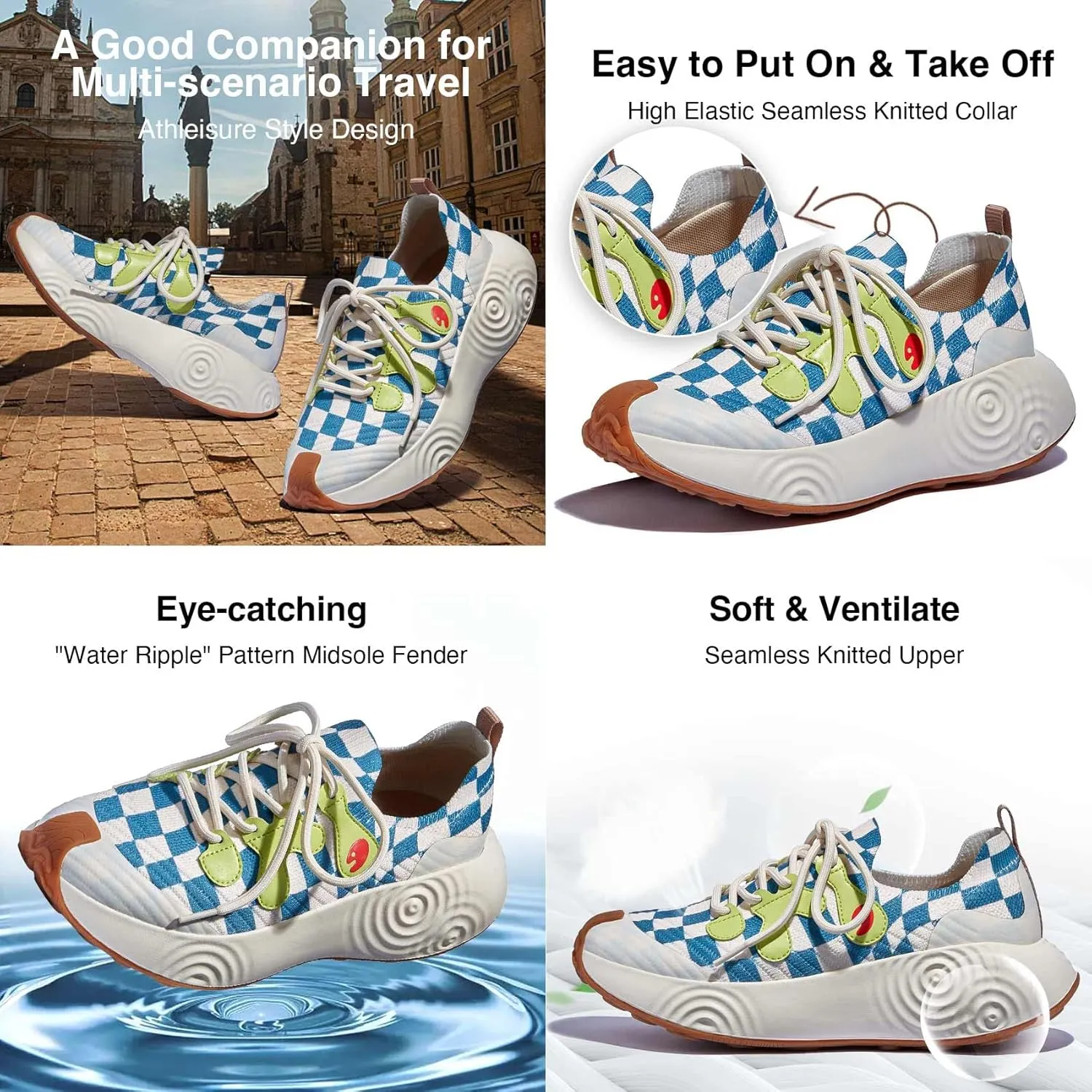 UIN Women's Platform Walking Shoes Casual Comfortable Art Painted Travel Fashion Sneaker Brava