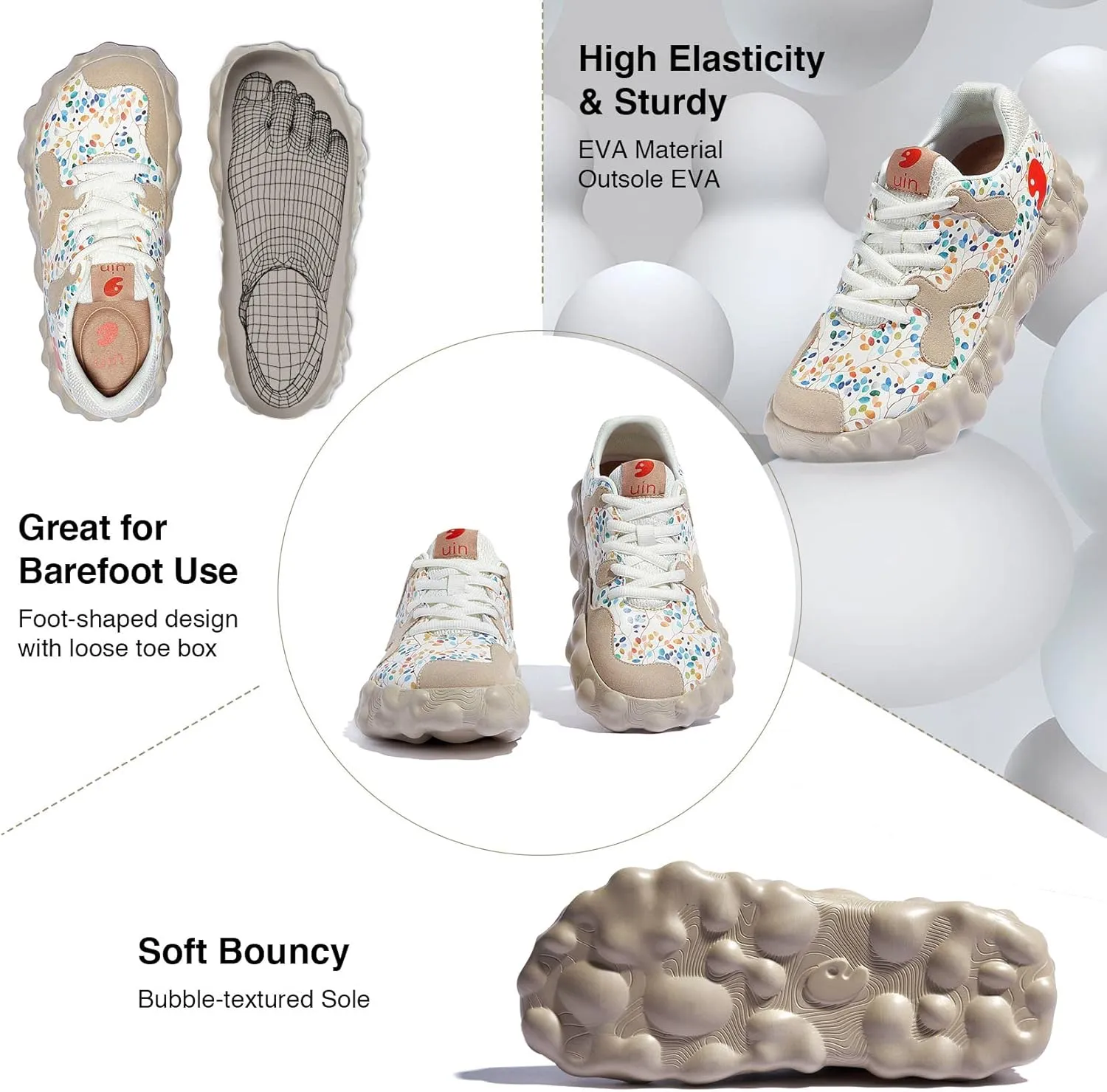 UIN Women's Walking Travel Shoes Slip On Casual Lightweight Wide Toe Chunky Fashion Sneaker Figueras